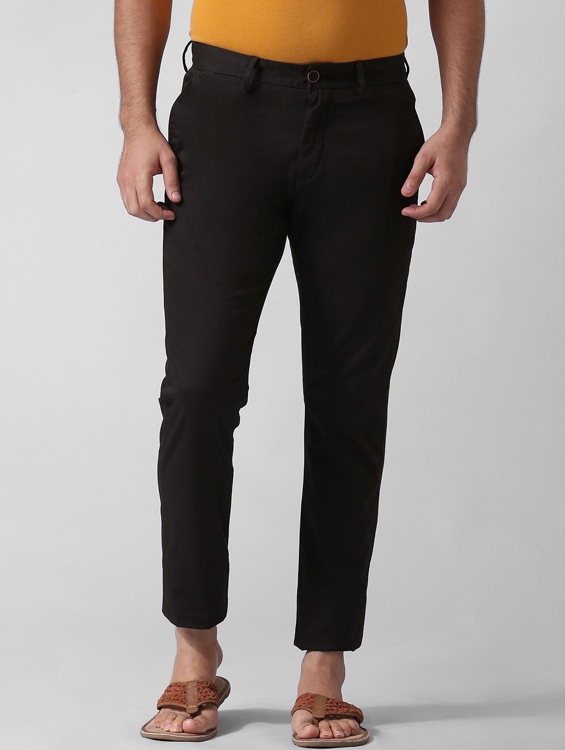 brown solid flat front casual trouser - 17771946 - Zoom Image - 1