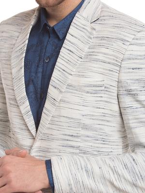 white self design single breasted casual blazer - 17771957 - Standard Image - 5