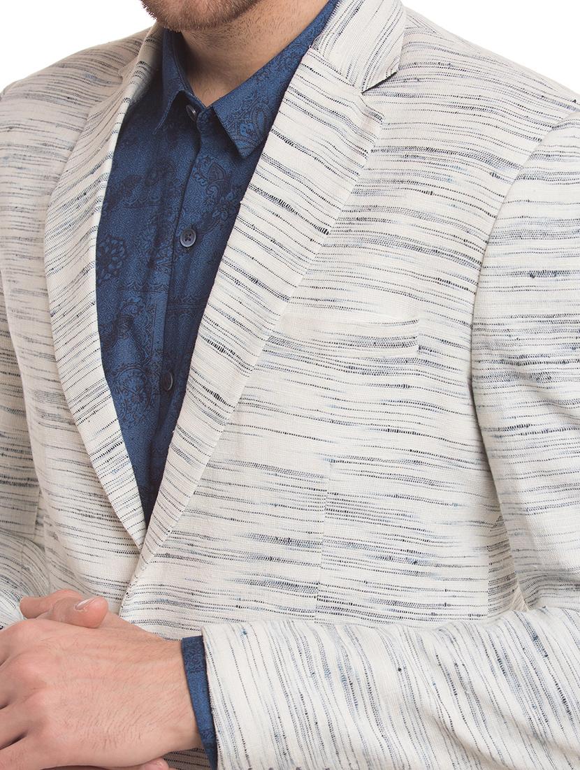 white self design single breasted casual blazer - 17771957 - Zoom Image - 5