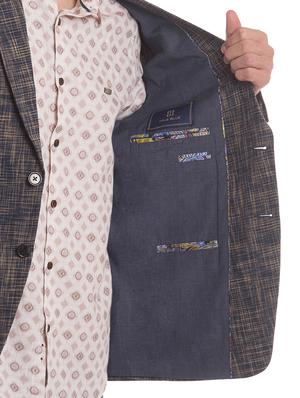 navy blue self design single breasted casual blazer - 17771958 - Standard Image - 5