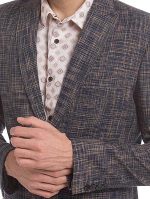navy blue self design single breasted casual blazer - 17771958 - Standard Image - 6