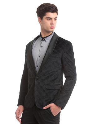 black self design single breasted casual blazer - 17771959 - Standard Image - 2