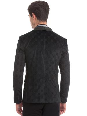 black self design single breasted casual blazer - 17771959 - Standard Image - 3