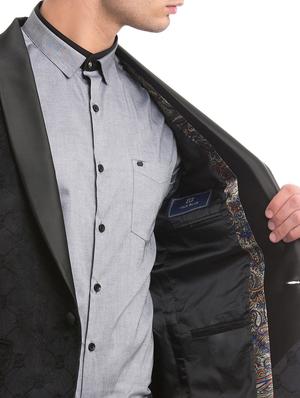 black self design single breasted casual blazer - 17771959 - Standard Image - 5