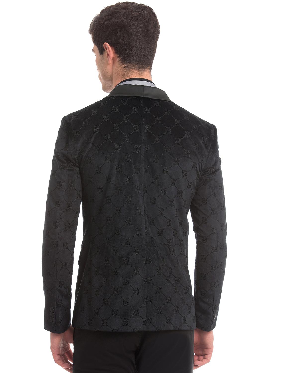 black self design single breasted casual blazer - 17771959 - Zoom Image - 3