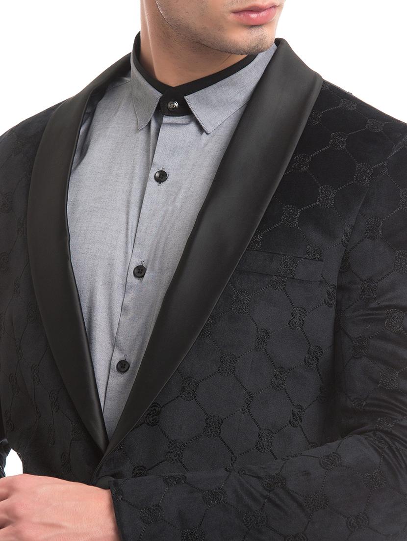black self design single breasted casual blazer - 17771959 - Zoom Image - 6