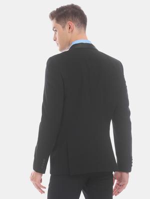 black solid single breasted casual blazer - 17771967 - Standard Image - 3