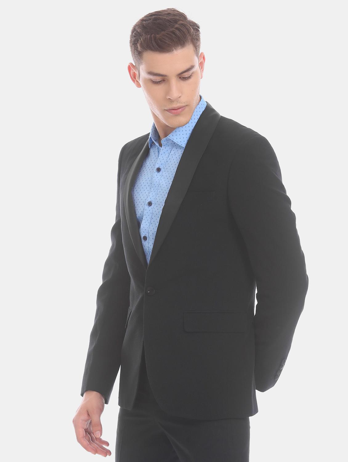 black solid single breasted casual blazer - 17771967 - Zoom Image - 2