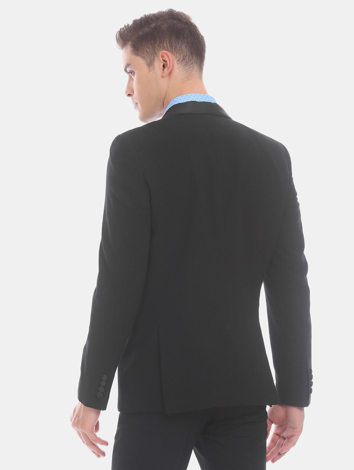 black solid single breasted casual blazer - 17771967 - Zoom Image - 3