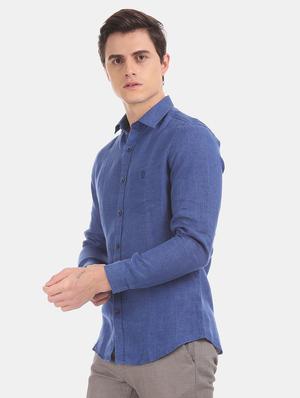 blue solid casual shirt - 17772067 - Standard Image - 2