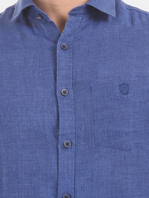blue solid casual shirt - 17772067 - Standard Image - 6