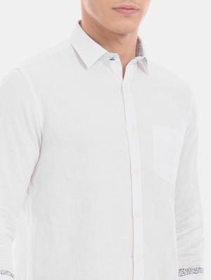 white solid casual shirt - 17772114 - Standard Image - 6