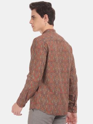 brown printed casual shirt - 17772136 - Standard Image - 3