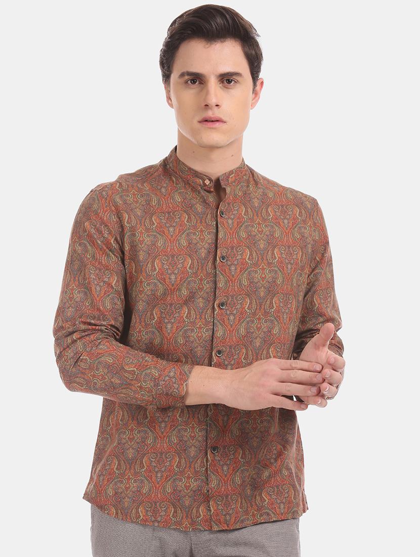 brown printed casual shirt - 17772136 - Zoom Image - 1