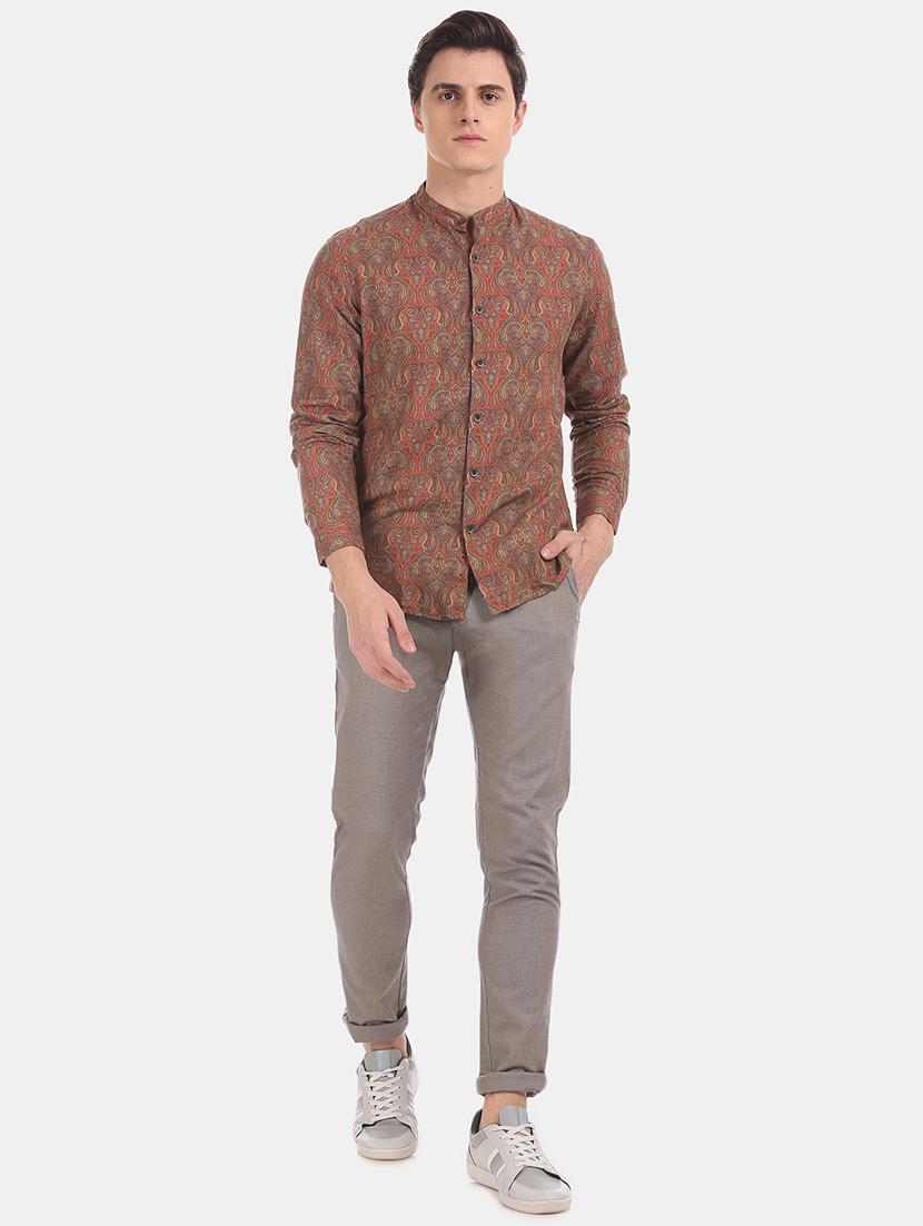 brown printed casual shirt - 17772136 - Zoom Image - 4