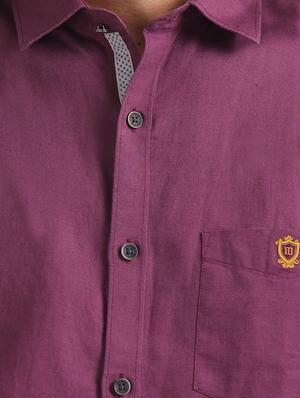 purple solid linen casual shirt - 17772195 - Standard Image - 5