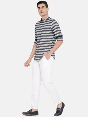 grey striped casual shirt - 17772218 - Standard Image - 4