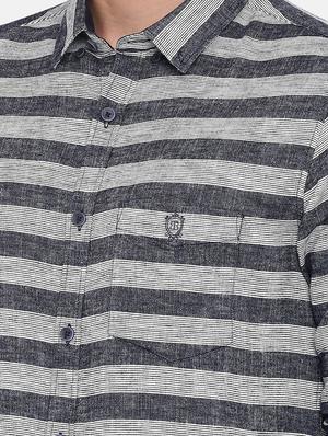 grey striped casual shirt - 17772218 - Standard Image - 5