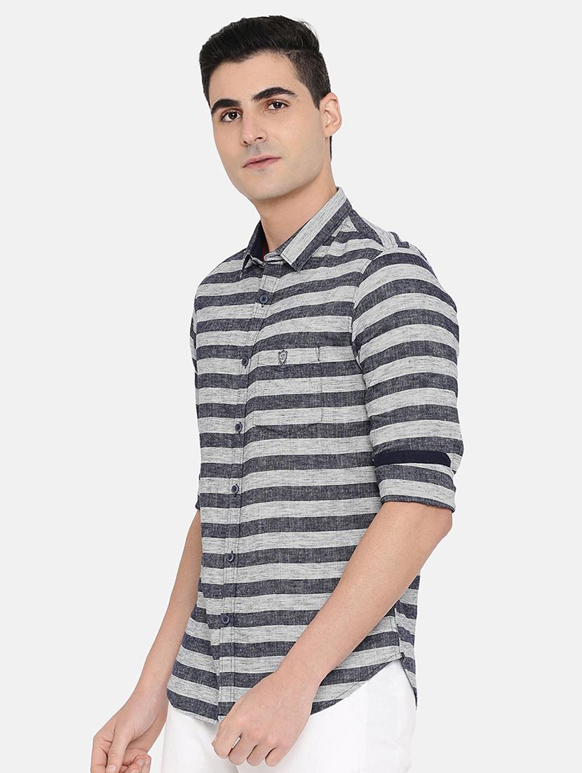 grey striped casual shirt - 17772218 - Zoom Image - 2