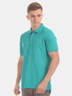 blue solid polo t-shirt - 17772323 - Standard Image - 2
