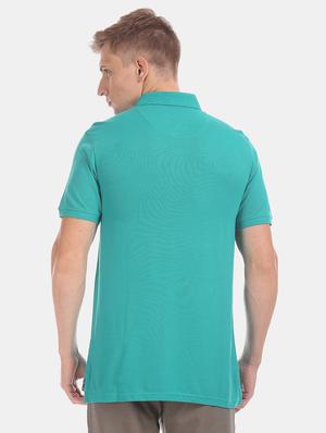 blue solid polo t-shirt - 17772323 - Standard Image - 3