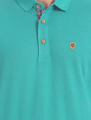 blue solid polo t-shirt - 17772323 - Standard Image - 5