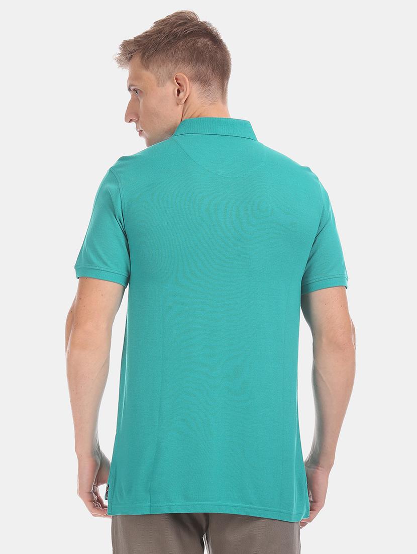 blue solid polo t-shirt - 17772323 - Zoom Image - 3