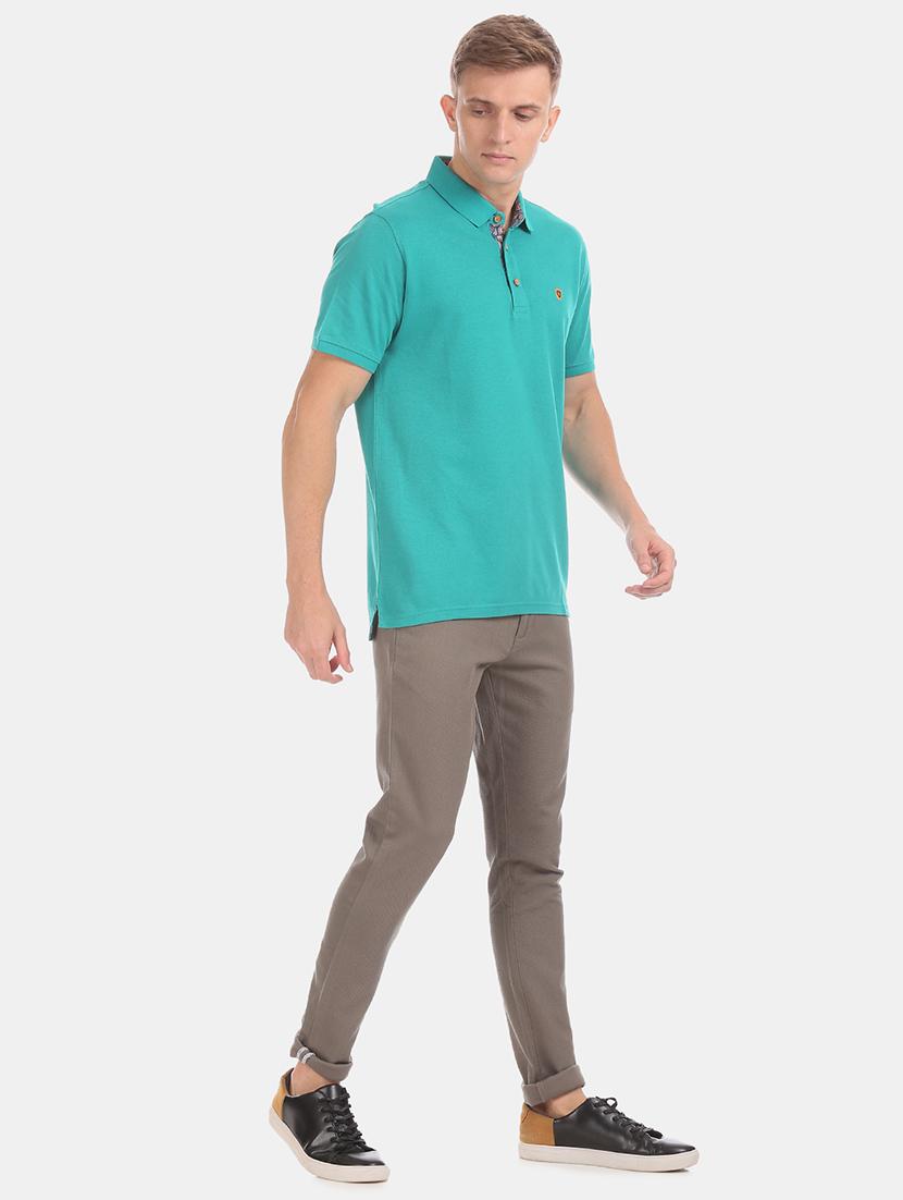 blue solid polo t-shirt - 17772323 - Zoom Image - 4