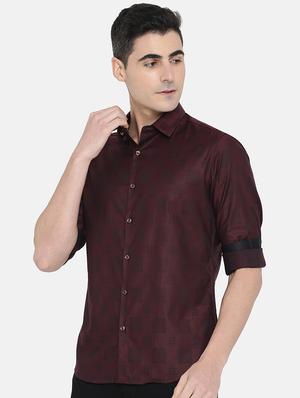 maroon self design casual shirt - 17772367 - Standard Image - 2