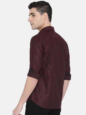 maroon self design casual shirt - 17772367 - Standard Image - 3