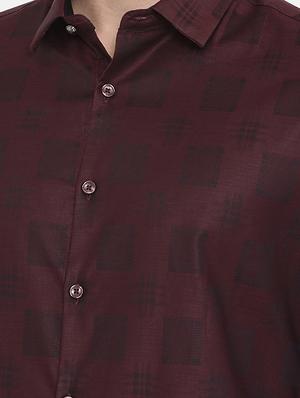 maroon self design casual shirt - 17772367 - Standard Image - 5