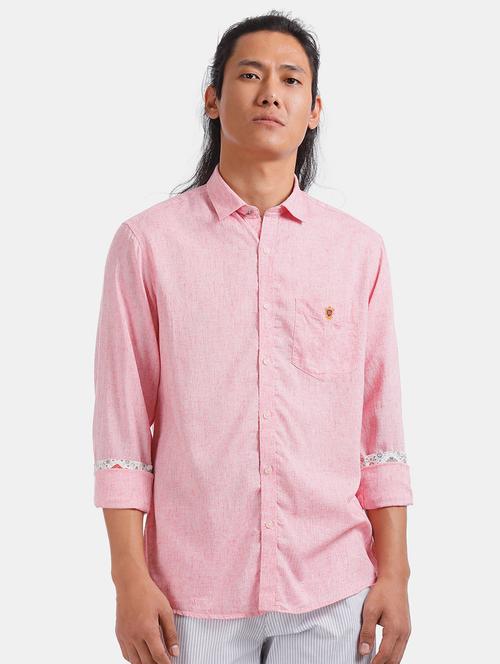 pink solid casual shirt - 17772369 - Standard Image - 1