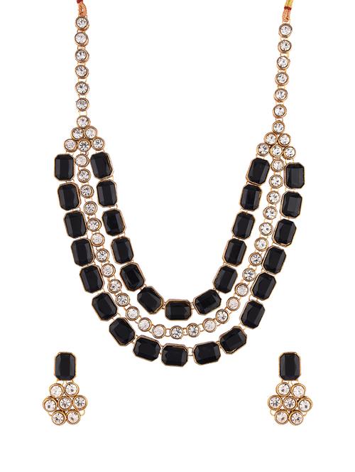 black gold plated necklaces and earring - 17772628 - Standard Image - 1