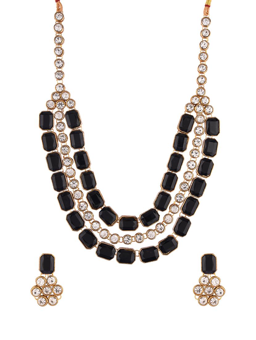 black gold plated necklaces and earring - 17772628 - Zoom Image - 1