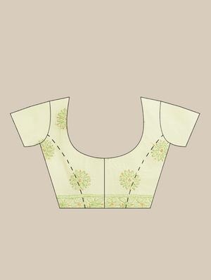ada hand-embroidered lemon chikankari saree with blouse - 17772684 - Standard Image - 3