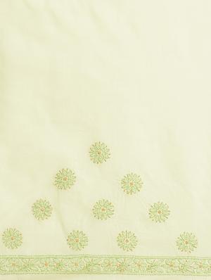 ada hand-embroidered lemon chikankari saree with blouse - 17772684 - Standard Image - 4