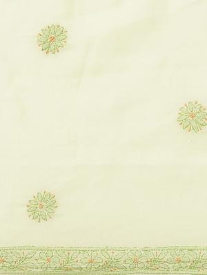 ada hand-embroidered lemon chikankari saree with blouse - 17772684 - Standard Image - 5