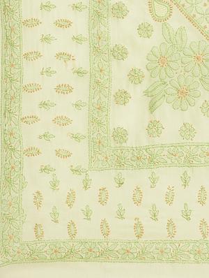ada hand-embroidered lemon chikankari saree with blouse - 17772684 - Standard Image - 6
