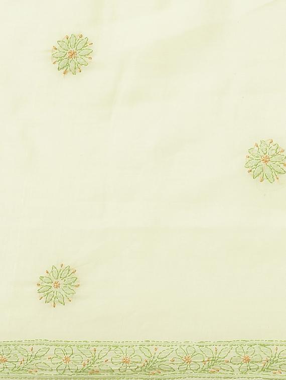 ada hand-embroidered lemon chikankari saree with blouse - 17772684 - Zoom Image - 5