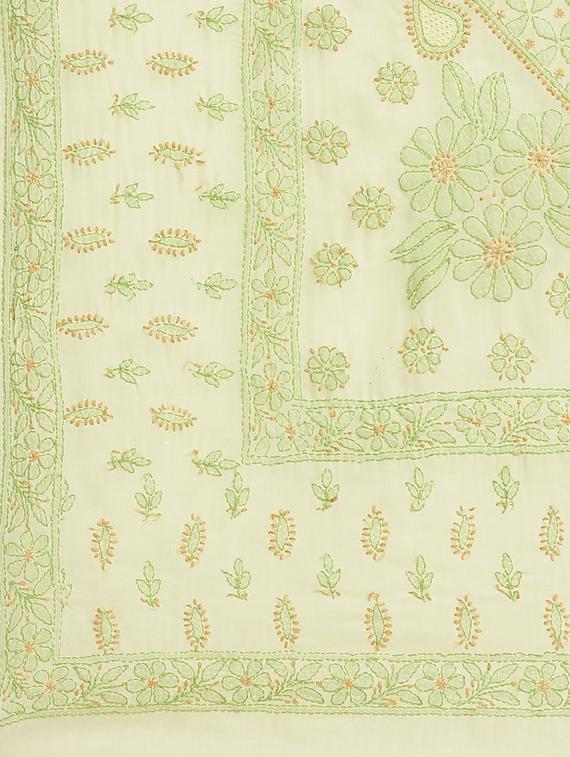 ada hand-embroidered lemon chikankari saree with blouse - 17772684 - Zoom Image - 6