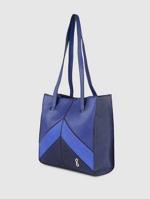 blue leatherette (pu) regular handbag - 17773039 - Standard Image - 5