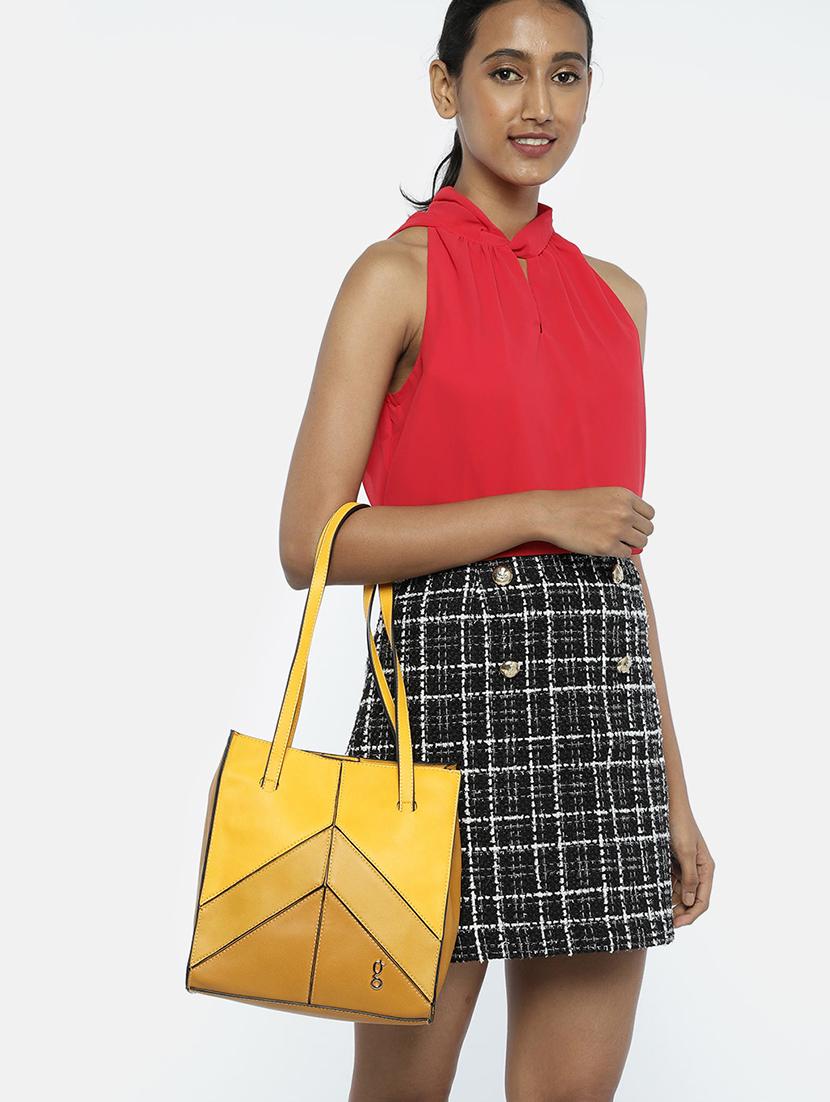 mustard leatherette (pu) regular handbag - 17773040 - Zoom Image - 6