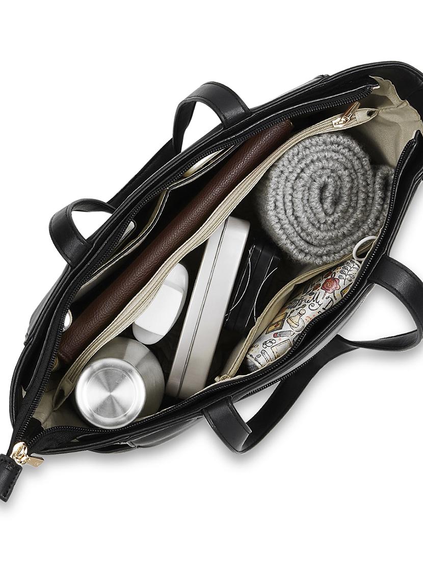 black leatherette (pu) regular handbag - 17773054 - Zoom Image - 4