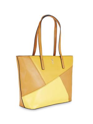 yellow leatherette (pu) regular handbag - 17773057 - Standard Image - 5