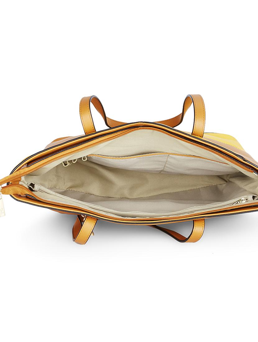 yellow leatherette (pu) regular handbag - 17773057 - Zoom Image - 3