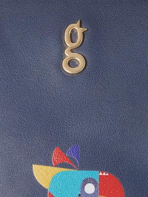 blue leatherette (pu) printed handbag - 17773078 - Standard Image - 4