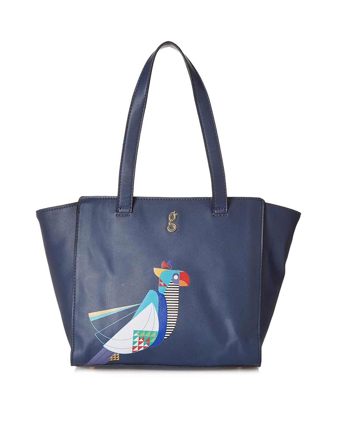 blue leatherette (pu) printed handbag - 17773078 - Zoom Image - 1