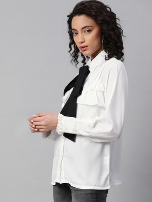 tie knot ruffle detail shirt - 17773416 - Standard Image - 2