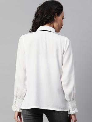 tie knot ruffle detail shirt - 17773416 - Standard Image - 3