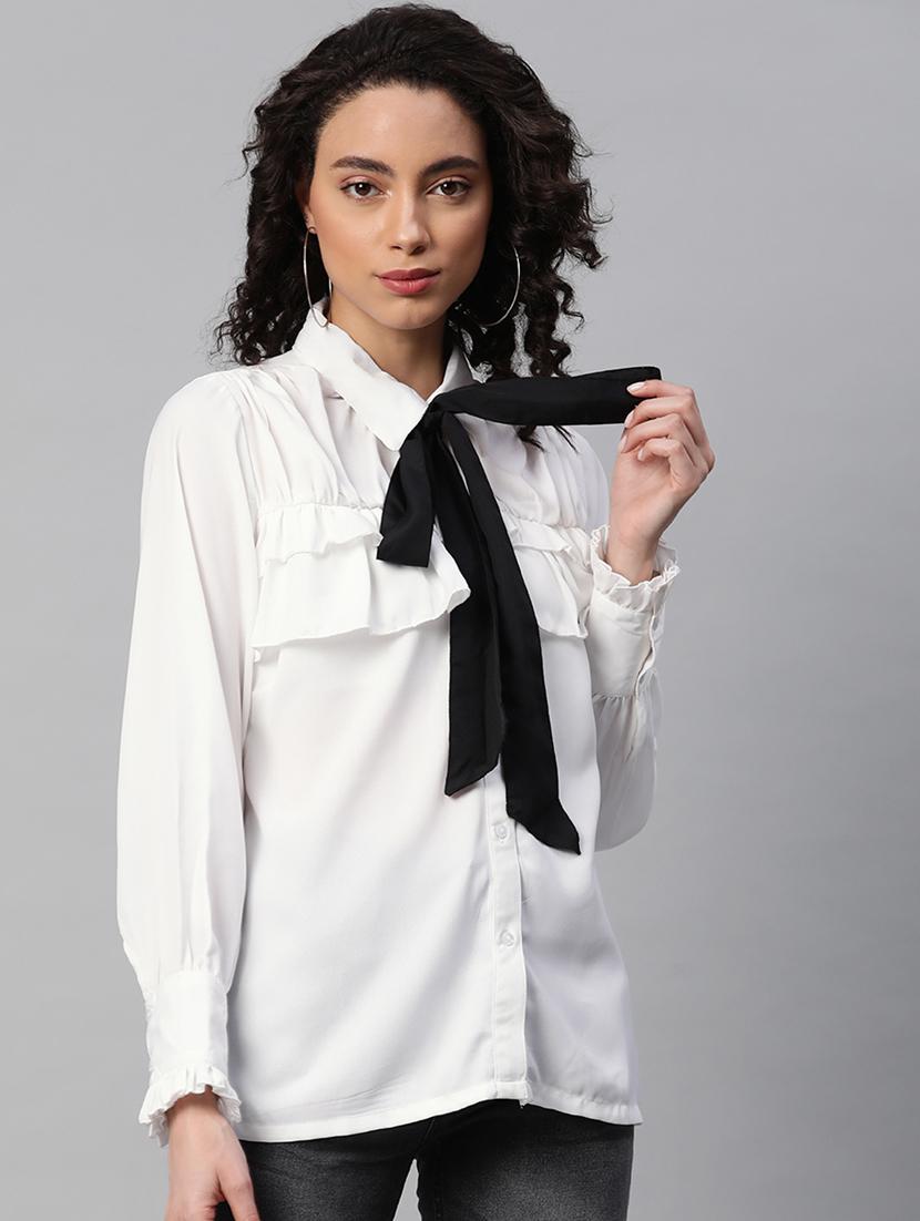 tie knot ruffle detail shirt - 17773416 - Zoom Image - 1